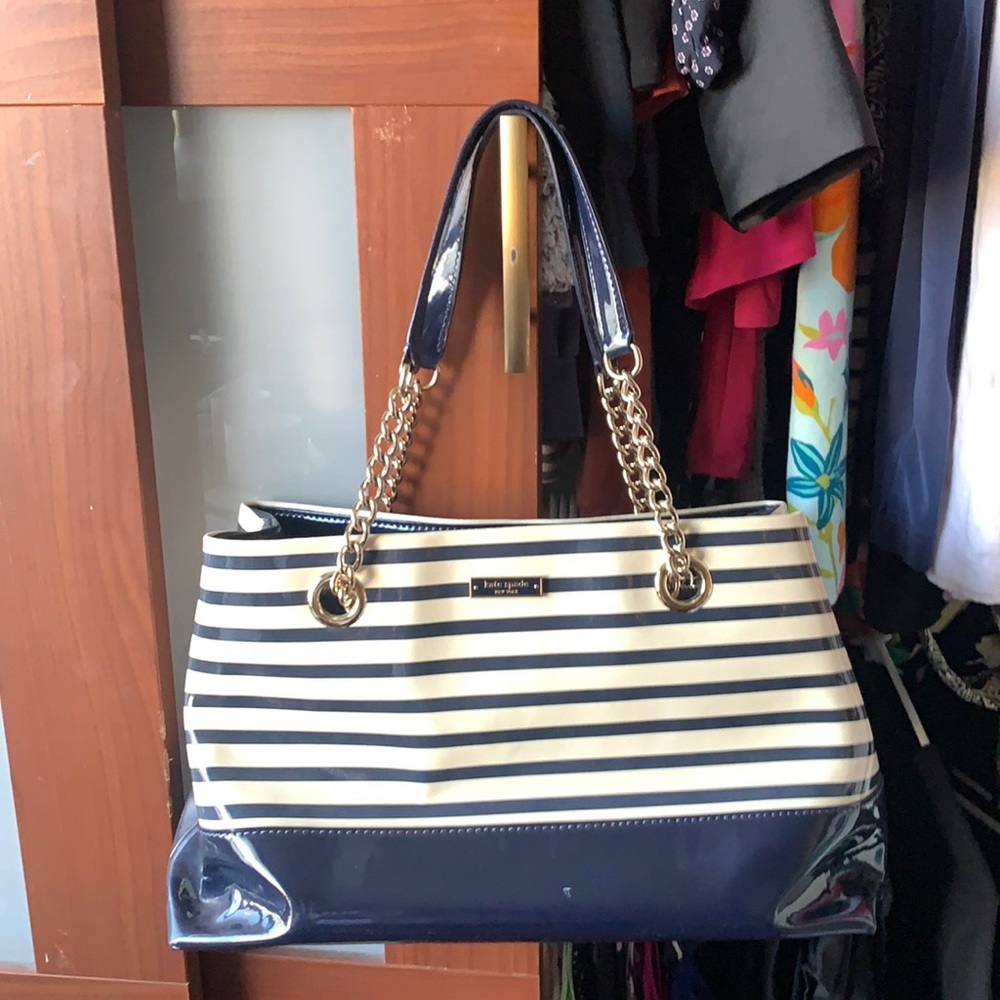 Kate Spade blue and white Striped Tote